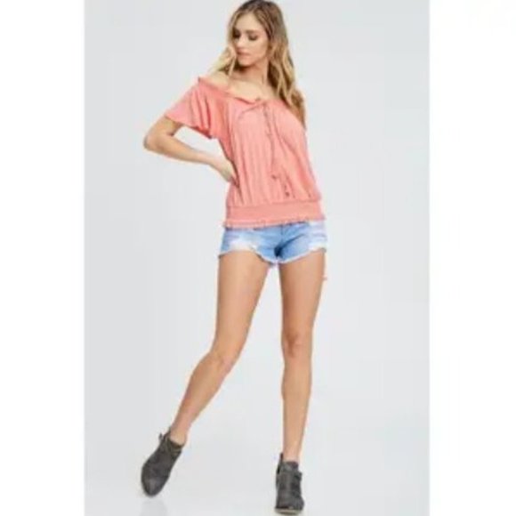 Free People FP Movement Pink Off Shoulder Top - Picture 14 of 14